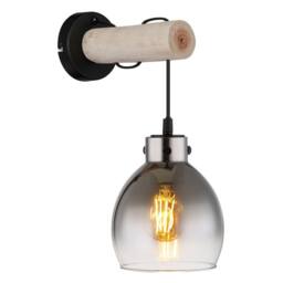 Netlighting Ryan Wall Lamp Matt Black Smoke Glass Shade 1x E27