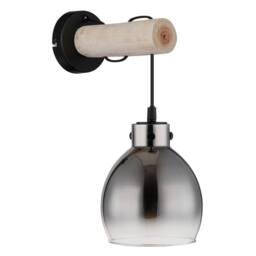 Netlighting Ryan Wall Lamp Matt Black Smoke Glass Shade 1x E27 - thumbnail 2