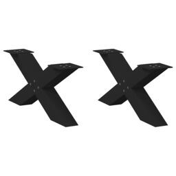 Berkfield Home Coffee Table Legs X-Shaped 2 pcs Black 70x(30-31) cm Steel - thumbnail 1