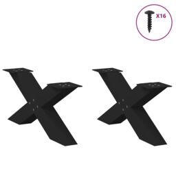 Berkfield Home Coffee Table Legs X-Shaped 2 pcs Black 70x(30-31) cm Steel - thumbnail 3