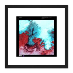 Artery8 Science Map Satellite Vatnajokull Glacier Ice Iceland 8X8 Inch Square Wooden Framed Wall Art Print Picture with Mount in Black - thumbnail 1