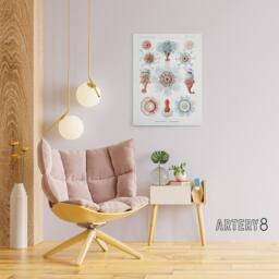 "Artery8 Siphonophorae Marine Life Haeckel Botanical Canvas Wall Art in White - Size: W18"" x H24""" - thumbnail 3
