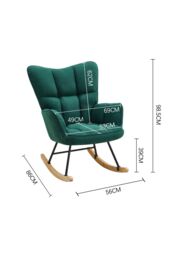 Living and Home Green Linen Check Tufted Rocking Chair - thumbnail 3