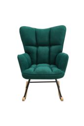 Living and Home Green Linen Check Tufted Rocking Chair - thumbnail 4