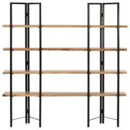 Berkfield Home Beautiful 4-Tier Bookcase 160x35x160 cm Solid Mango Wood in Brown - Size: 160 x 35 x 160 cm - thumbnail 3