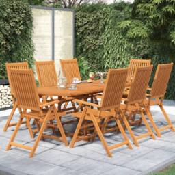 Berkfield Home 9 Piece Garden Dining Set Solid Wood Acacia in Brown - thumbnail 1