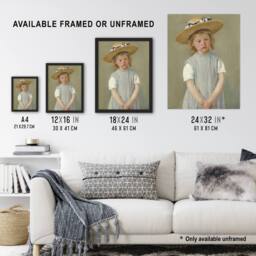 Artery8 Child in a Straw Hat Painting Cassatt Vintage Framed Wall Art Print in Grey - Size: A4 - thumbnail 3
