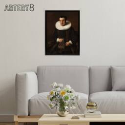 "Artery8 Old Lady with a Book Rembrandt van Rijn Framed Canvas Wall Art Print in Brown - Size: W12"" x H16""" - thumbnail 3