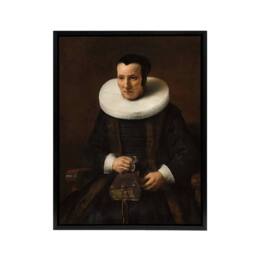 "Artery8 Old Lady with a Book Rembrandt van Rijn Framed Canvas Wall Art Print in Brown - Size: W12"" x H16""" - thumbnail 1