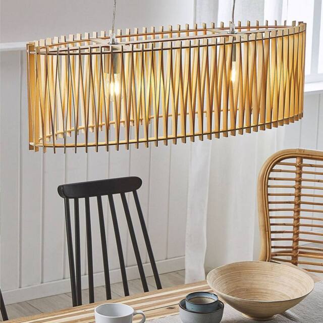 Wyld and Coco Boho Light-Brown MDF Pendant Lamp with Two Bulbs in Brown - image 1