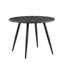 SONARA 100cm Round Dining Table with Wooden Top & Round Metal Legs in Black - Size: 100 cm x 100 cm - thumbnail 1