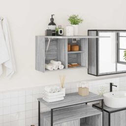 Berkfield Home Bathroom Wall Cabinet Grey Sonoma 60x25x40 cm Engineered Wood - Size: 60 x 25 x 40 cm - thumbnail 1