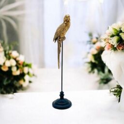 Minster Decorative Parrot Ornament - L23 x W23 x H98 cm in Gold - Size: 1 Pack - thumbnail 1