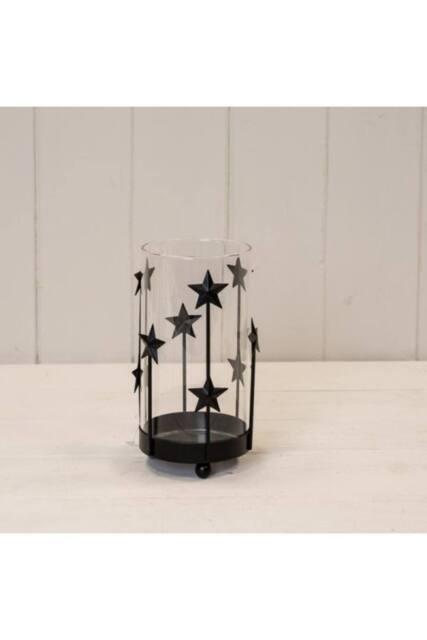 KDMD Small Black Metal Star Candle Holder with Glass Insert - image 1