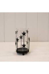 KDMD Small Black Metal Star Candle Holder with Glass Insert - thumbnail 2