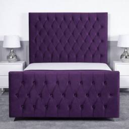 Living Comfort Bedz Vertex Plush Velvet Upholstered Bed Slatted Base with 48Inch Headboard in Purple - Size: Small Double - thumbnail 2