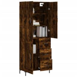 Berkfield Home Highboard Smoked Oak 69.5x34x180 cm Engineered Wood in Brown - thumbnail 3