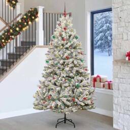 Berkfield Home Artificial Christmas Tree Green & White 240 cm PVC & Metal