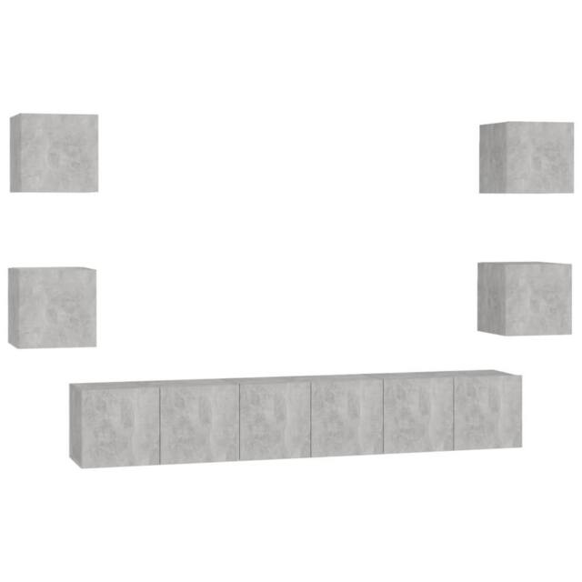 Berkfield Home 7 Piece TV Cabinet Set Concrete Grey Engineered Wood - image 1