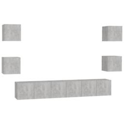 Berkfield Home 7 Piece TV Cabinet Set Concrete Grey Engineered Wood - thumbnail 1