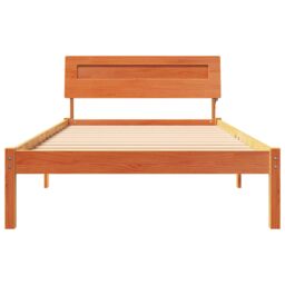 Berkfield Home with LED Strip Lights with Headboard Wax brown 75 x 190 cm Solid pine wood - thumbnail 5