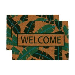 Nicola Spring Coir Door Mats - 60 x 40cm - Banana Leaf - Set of 2 - Size: 40 cm x 60 cm - thumbnail 1