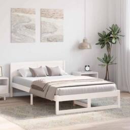 Berkfield Home Elegant Bed Frame White Wood 120 x 200 cm Durable Minimalist Bed Frame - thumbnail 4