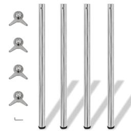 Berkfield Home 4 Height Adjustable Table Legs Chrome 1100 mm in Silver - thumbnail 2