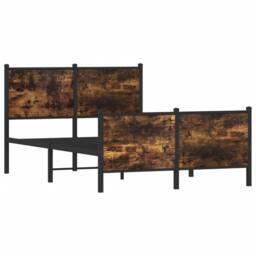 Berkfield Home Metal Bed Frame without Mattress Smoked Oak 120x190 cm Small Double in Brown - thumbnail 1