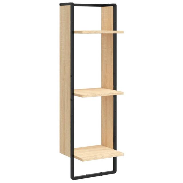 Berkfield Home 3-Tier Wall Shelf Sonoma Oak 30x25x100 cm Engineered Wood in Brown - Size: 30 x 25 x 100 cm - image 1