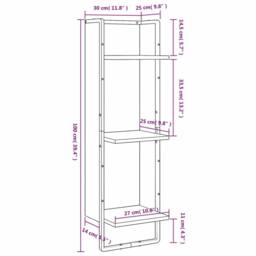 Berkfield Home 3-Tier Wall Shelf Sonoma Oak 30x25x100 cm Engineered Wood in Brown - Size: 30 x 25 x 100 cm - thumbnail 8