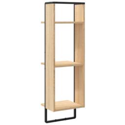 Berkfield Home 3-Tier Wall Shelf Sonoma Oak 30x25x100 cm Engineered Wood in Brown - Size: 30 x 25 x 100 cm - thumbnail 6