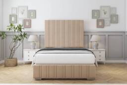 "Comfort Beds Paris Plush Bed Frame - 50"" Upholstered Headboard in Stone - Size: Small Double" - thumbnail 2