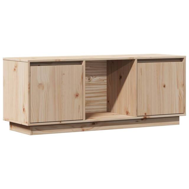 Berkfield Home TV Cabinet 110.5x35x44 cm Solid Wood Pine in Light Tan - image 1