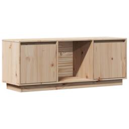 Berkfield Home TV Cabinet 110.5x35x44 cm Solid Wood Pine in Light Tan - thumbnail 1