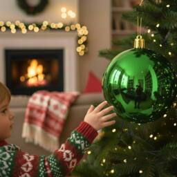 Shatchi 20cm Glossy Christmas Bauble - Premium Bauble & Home Décor Ornament in Dark Green - Size: 20 cm - thumbnail 7