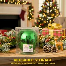 Shatchi 20cm Glossy Christmas Bauble - Premium Bauble & Home Décor Ornament in Dark Green - Size: 20 cm - thumbnail 3