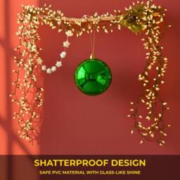 Shatchi 20cm Glossy Christmas Bauble - Premium Bauble & Home Décor Ornament in Dark Green - Size: 20 cm - thumbnail 5