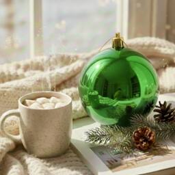 Shatchi 20cm Glossy Christmas Bauble - Premium Bauble & Home Décor Ornament in Dark Green - Size: 20 cm - thumbnail 2