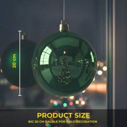 Shatchi 20cm Glossy Christmas Bauble - Premium Bauble & Home Décor Ornament in Dark Green - Size: 20 cm - thumbnail 6