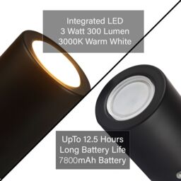 Happy Homewares Modern Rechargeable Can-Style Table Lamp in Matte Black with Touch Dimmer Button - thumbnail 5