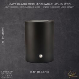 Happy Homewares Modern Rechargeable Can-Style Table Lamp in Matte Black with Touch Dimmer Button - thumbnail 8