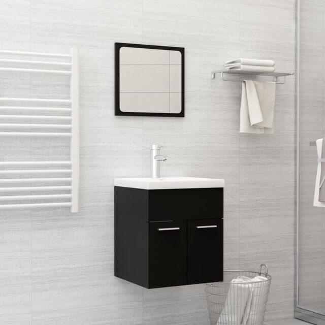 Berkfield Home 2 Piece Bathroom Furniture Set Black Engineered Wood - image 1