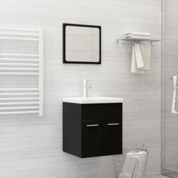 Berkfield Home 2 Piece Bathroom Furniture Set Black Engineered Wood - thumbnail 1