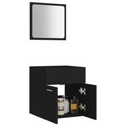 Berkfield Home 2 Piece Bathroom Furniture Set Black Engineered Wood - thumbnail 4