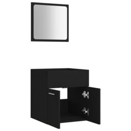 Berkfield Home 2 Piece Bathroom Furniture Set Black Engineered Wood - thumbnail 5
