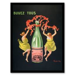 Artery8 Leonetto Cappiello Framed Wall Art Print Drink All Cachat Vintage Ad in Black - Size: A4 - thumbnail 1
