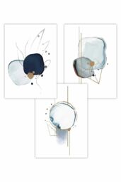 ARTZE Set of 3 Abstract Blue Winter Moods Angel Art Posters in Light Blue - Size: W50 cm x H70 cm - thumbnail 1