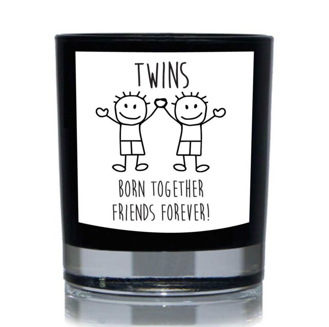 60 SECOND MAKEOVER Twins Born Together Friends Forever 20cl Candle in Black