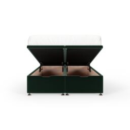 Bedmaster Plush Velvet Ottoman Divan Base & Lined Headboard in Emerald - Size: Single - thumbnail 2